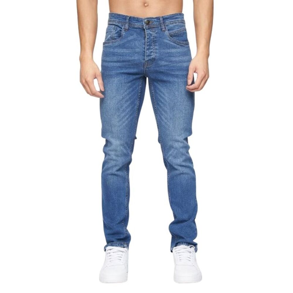 Crosshatch Mens Plain Slim Jeans / Stone Wash